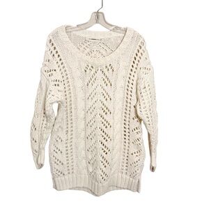 Eternal Sunshine Creations Revolve Cream‎ Chunky Cable Knit Sweater Size XS/S
